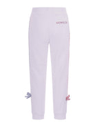 Pantaloni per bambina Monnalisa bianchi con nastro con logo - Rubino Kids