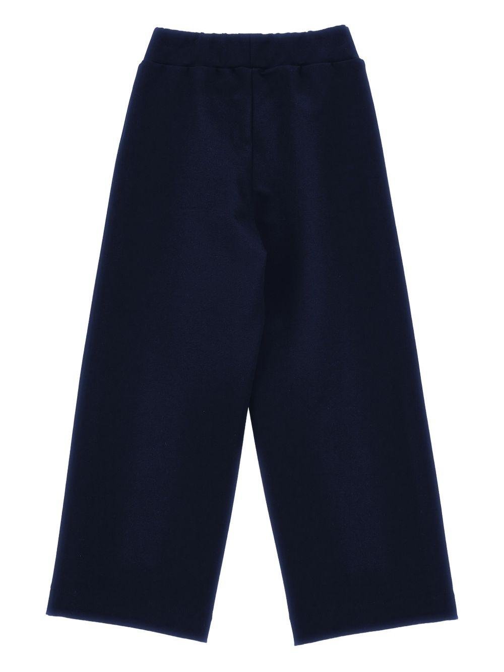 Pantaloni per bambina Monnalisa blu con dettaglio con bottoni decorativi - Rubino Kids