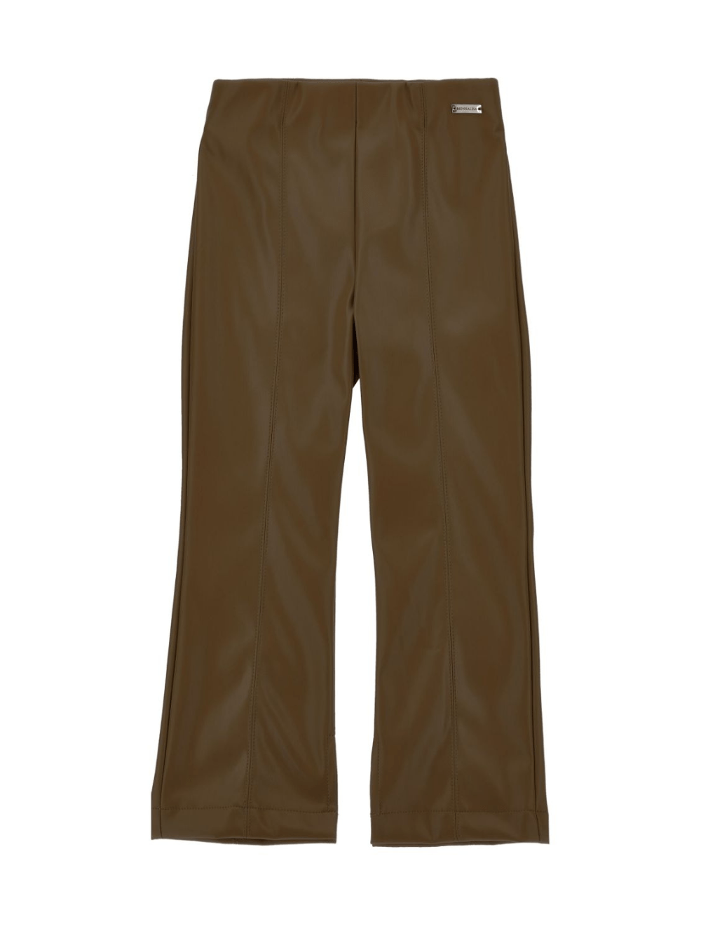 Pantaloni per bambina Monnalisa marroni a vita alta - Rubino Kids