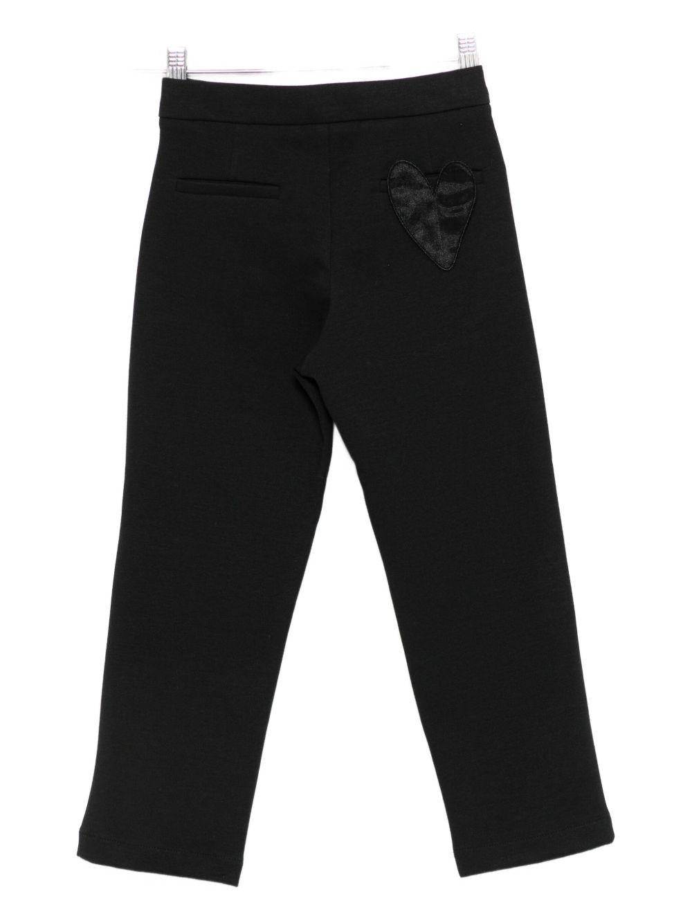 Pantaloni per bambina Simonetta nero con decorazione a cuore - Rubino Kids