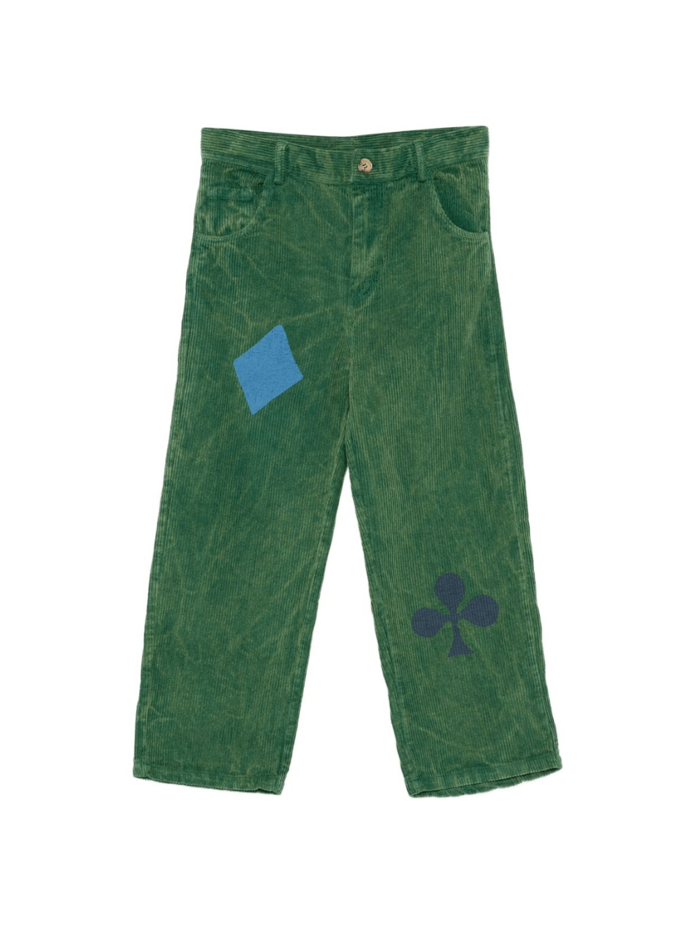 Pantaloni per bambino Bobo Choses verdi con motivo semi delle carte da gioco - Rubino Kids