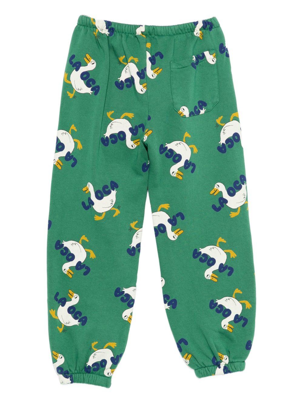 Pantaloni per bambino Bobo Choses verdi con stampa oca - Rubino Kids