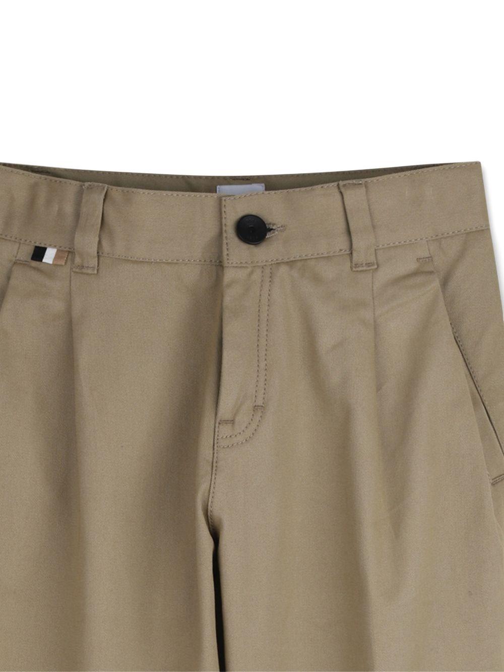 Pantaloni per bambino Boss Kids beige con plissé - Rubino Kids