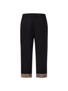 Pantaloni per bambino Burberry Kids neri con dettaglio con caratteristico motivo Vintage Check - Rubino Kids