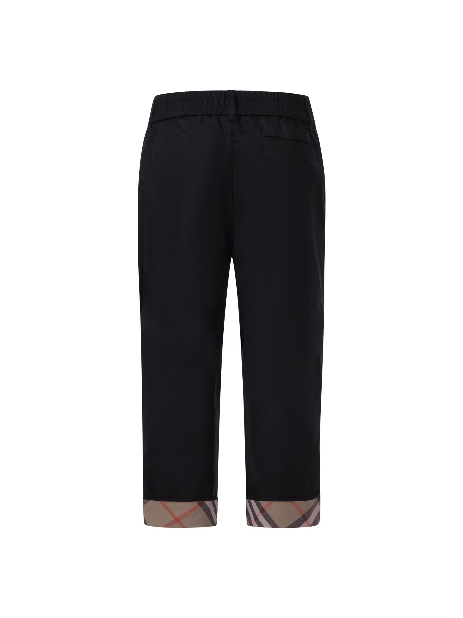 Pantaloni per bambino Burberry Kids neri con dettaglio con caratteristico motivo Vintage Check - Rubino Kids