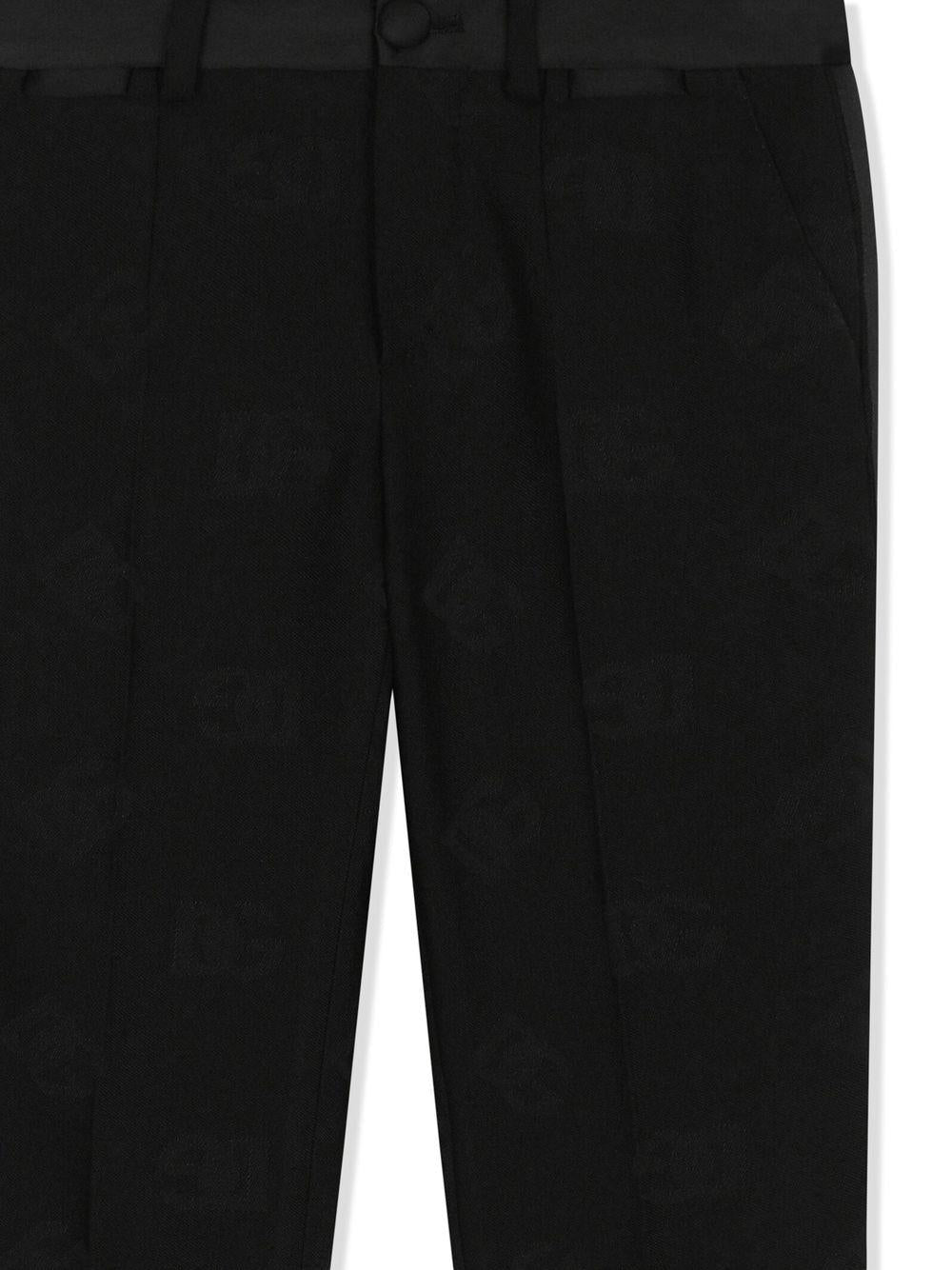 Pantaloni per bambino Dolce & Gabbana Kids nero con logo DG jacquard - Rubino Kids