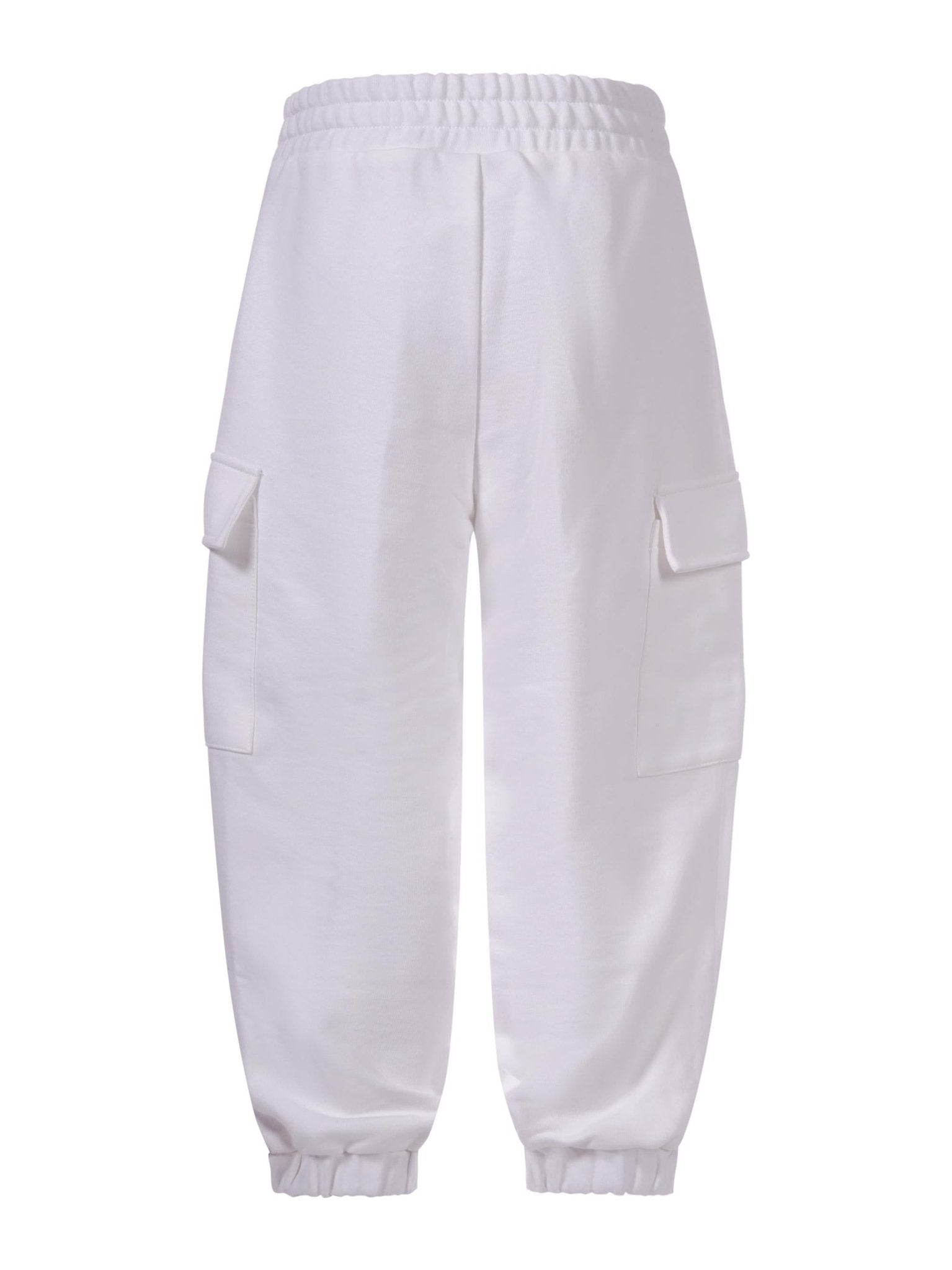 Pantaloni per bambino Fendi Kids bianchi con toppa con logo - Rubino Kids