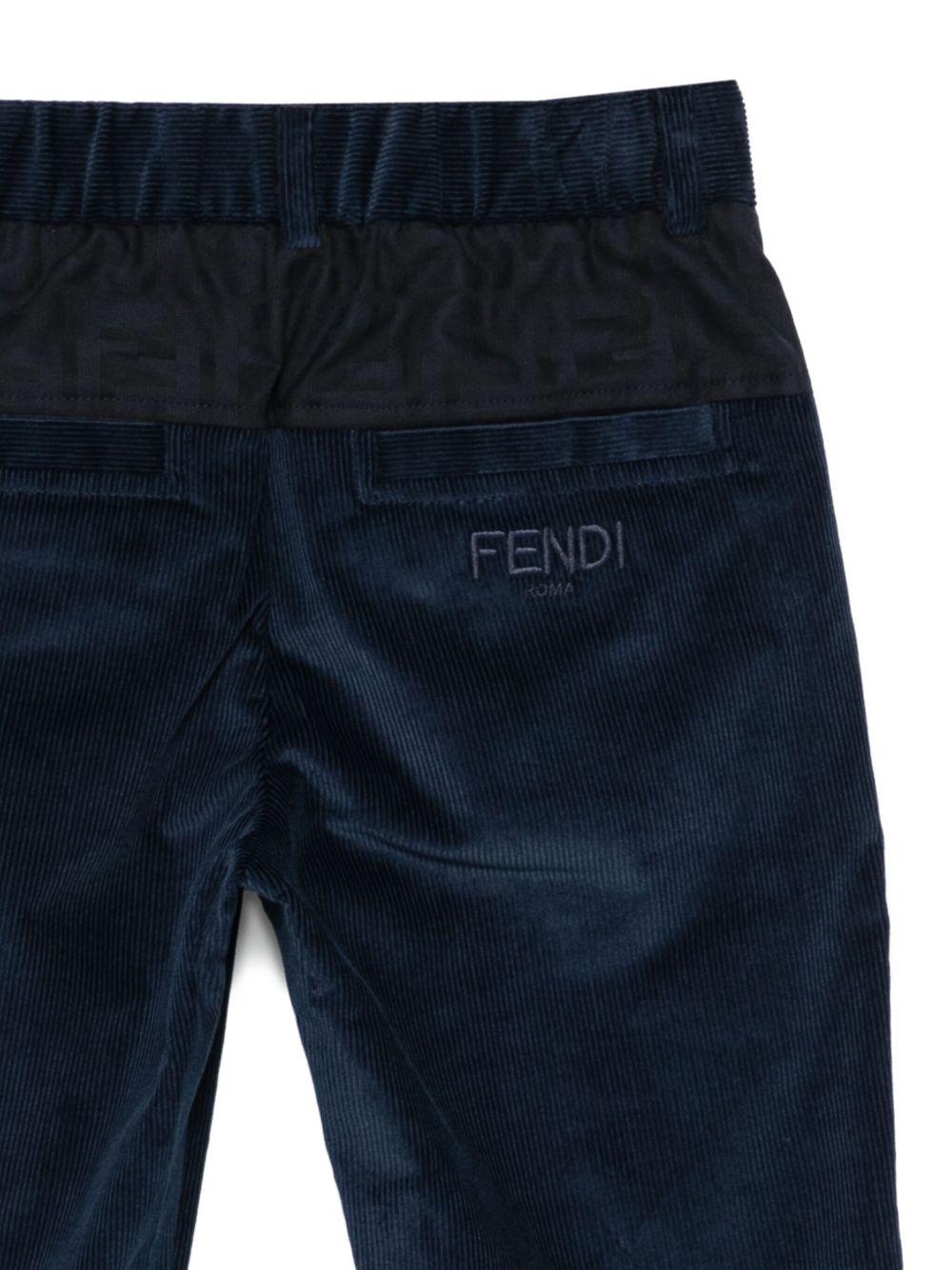 Pantaloni per bambino Fendi Kids blu con texture a coste - Rubino Kids