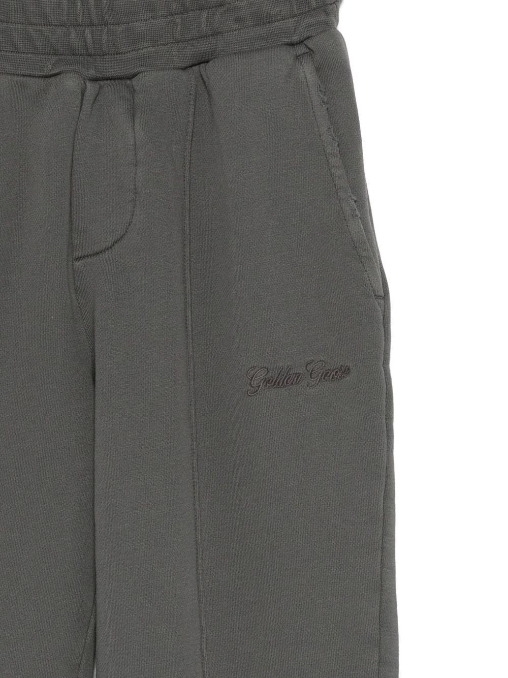 Pantaloni per bambino Golden Goose Kids grigi con logo ricamato - Rubino Kids