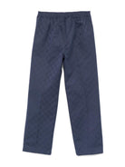 Pantaloni per bambino Gucci Kids blu con logo GG in cotone - Rubino Kids