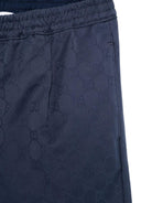 Pantaloni per bambino Gucci Kids blu con logo GG in cotone - Rubino Kids