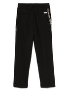 Pantaloni per bambino John Richmond Junior nero con applicazione logo - Rubino Kids