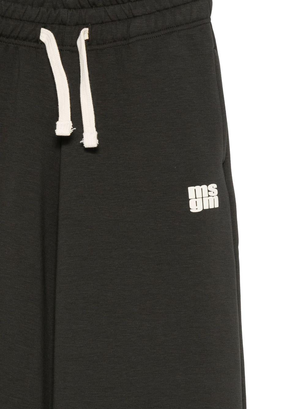 Pantaloni per bambino MSGM Kids neri con stampa del logo - Rubino Kids