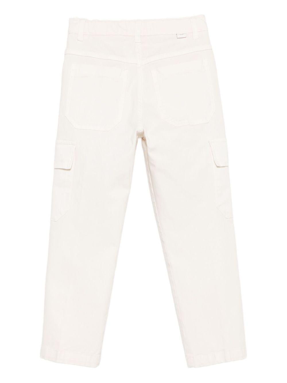 Pantaloni per bambino Paolo Pecora Kids bianco con tasca cargo - Rubino Kids
