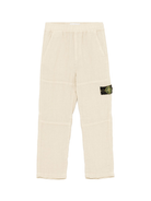 Pantaloni per bambino Stone Island Junior beige con applicazione Compass - Rubino Kids