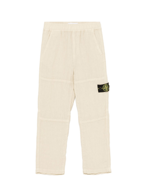 Pantaloni per bambino Stone Island Junior beige con applicazione Compass