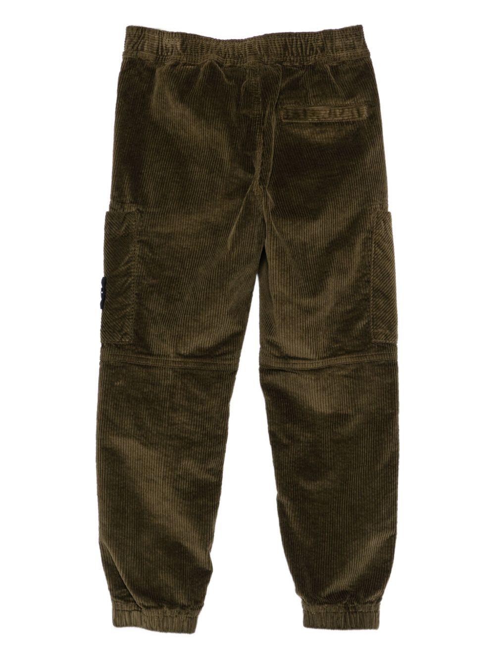 Pantaloni per bambino Stone Island Junior verde oliva in velluto a coste con tasche applicate - Rubino Kids
