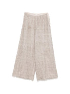 Pantaloni per donna Alysi beige con decorazione frange - Rubino Kids
