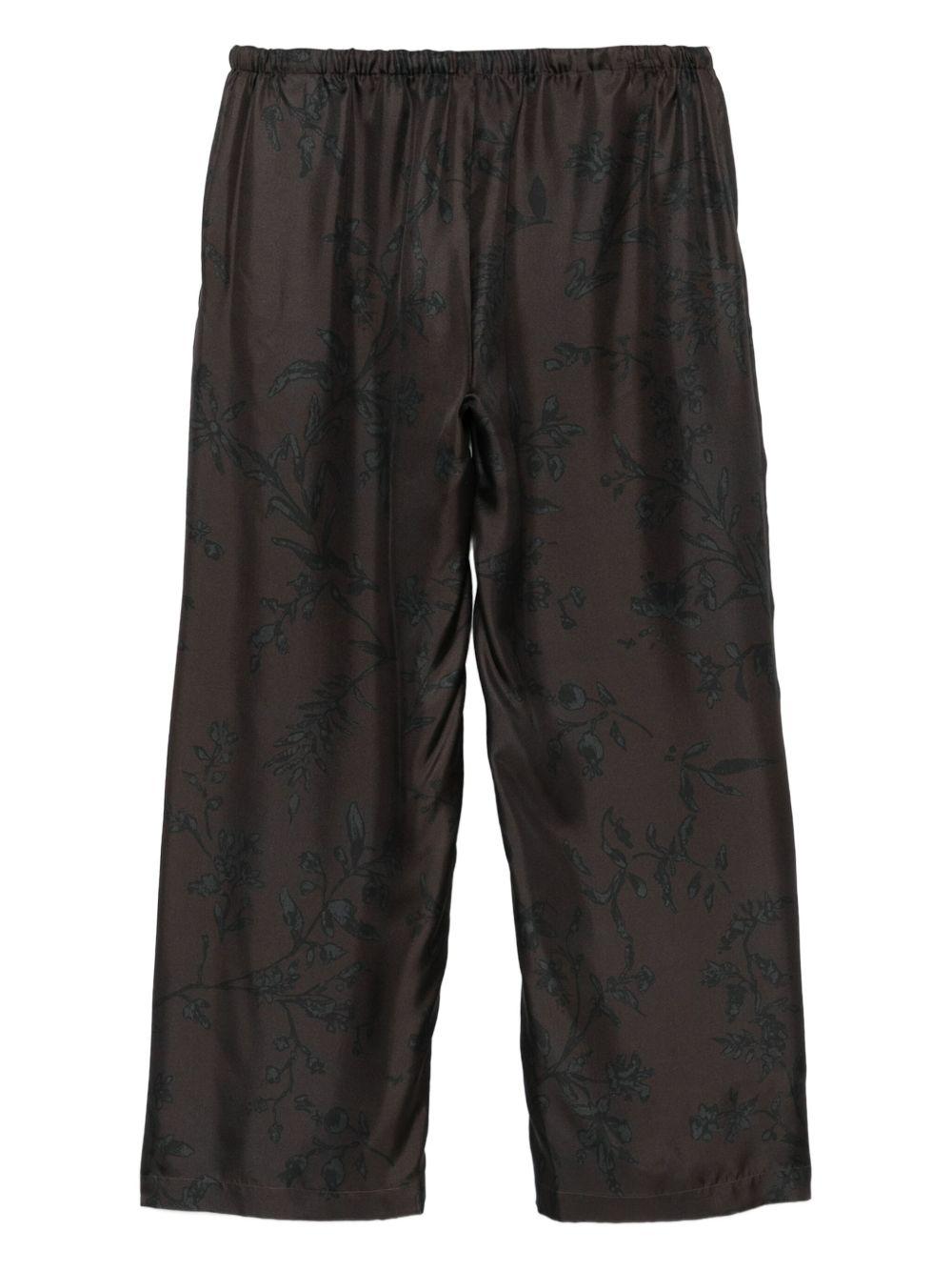 Pantaloni per donna ALYSI marroni con coulisse a motivo floreale - Rubino Kids