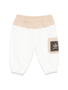 Pantaloni per neonati Fendi Kids bianco con tasca con logo sulla gamba - Rubino Kids