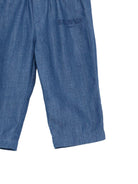 Pantaloni per neonato Balmain Kids blu con logo ricamato - Rubino Kids