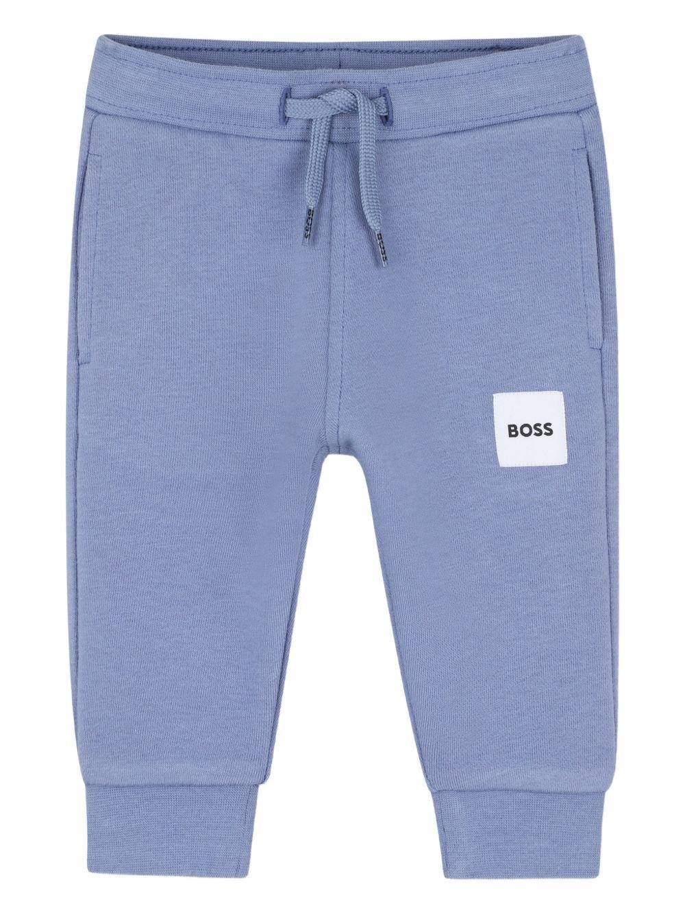 Pantaloni per neonato Boss Kids blu con couilisse e logo - Rubino Kids