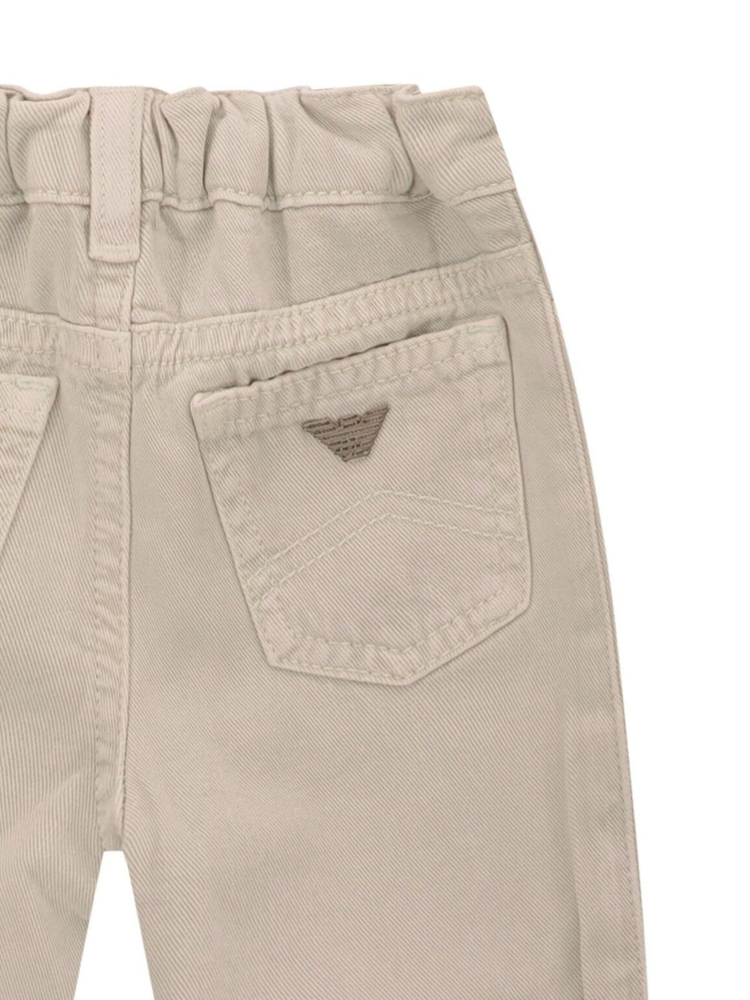Pantaloni per neonato Emporio Armani Kids beige con dettaglio logo sul retro - Rubino Kids