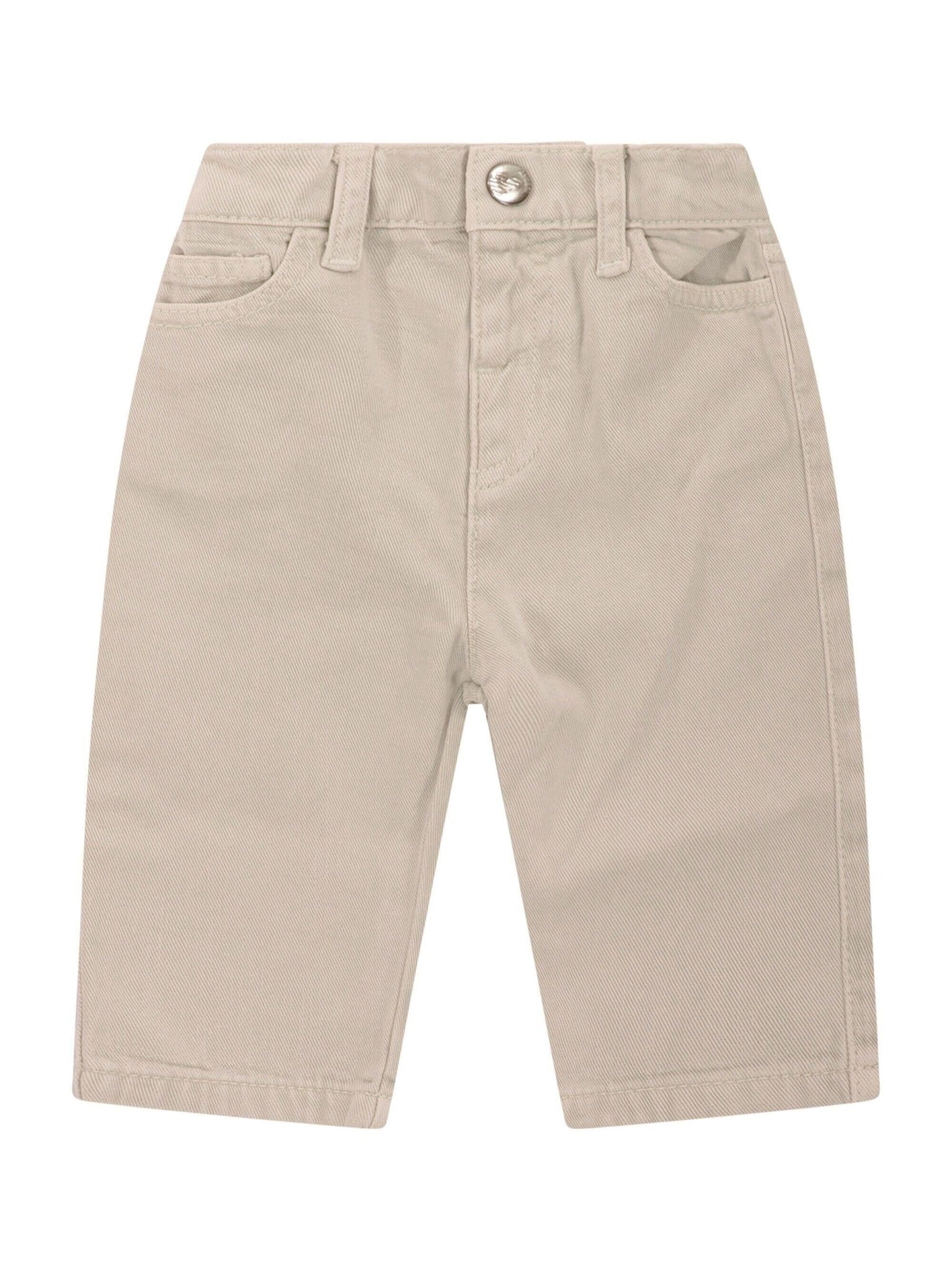 Pantaloni per neonato Emporio Armani Kids beige con dettaglio logo sul retro - Rubino Kids