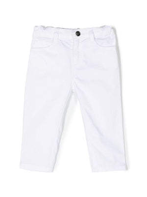 Emporio Armani Kids white baby trousers with embroidered logo on the back