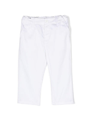 Emporio Armani Kids white baby trousers with logo plaque