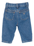 Pantaloni per neonato Emporio Armani Kids blu con elastico in vita - Rubino Kids