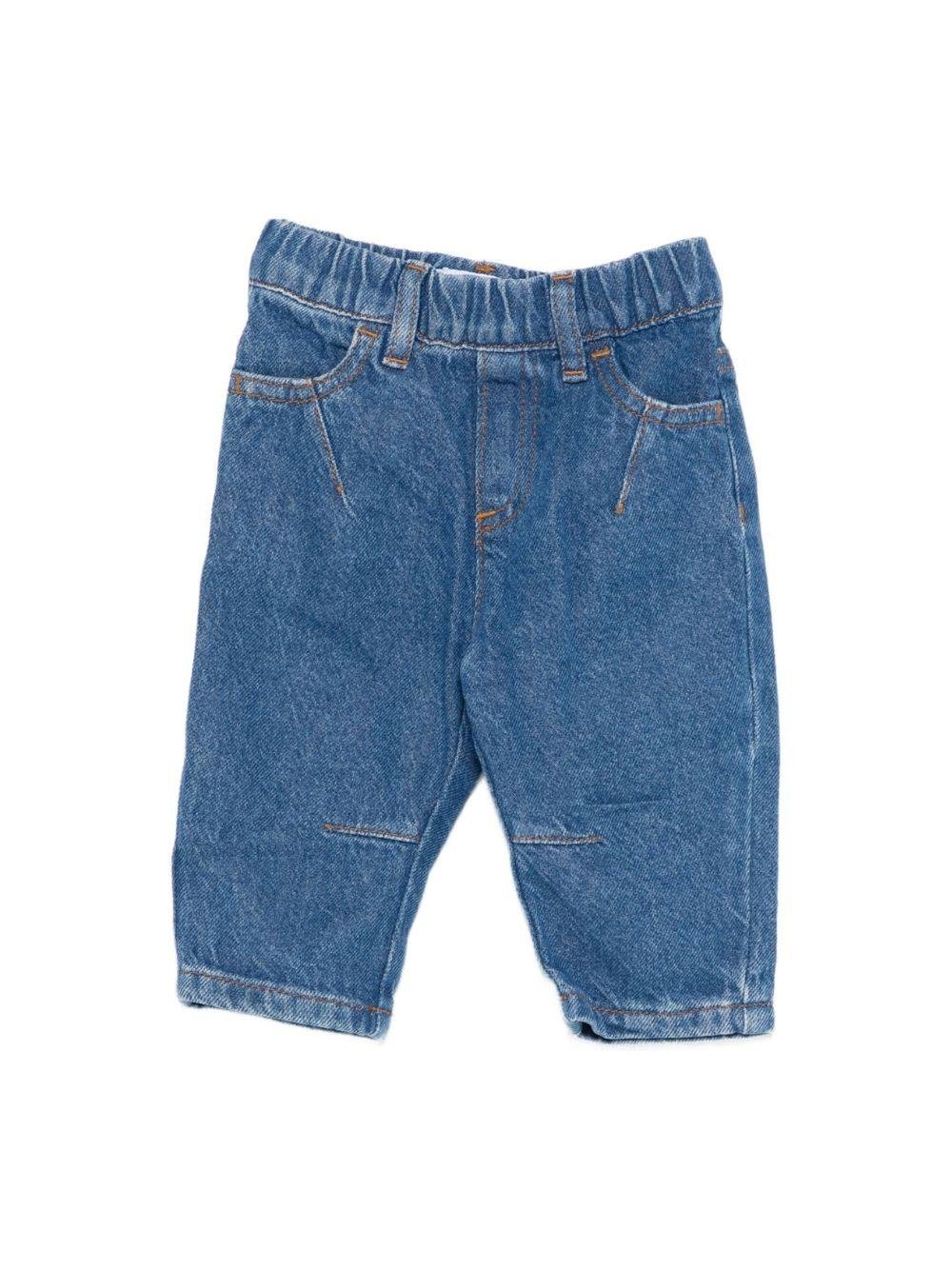 Pantaloni per neonato Emporio Armani Kids blu con elastico in vita - Rubino Kids