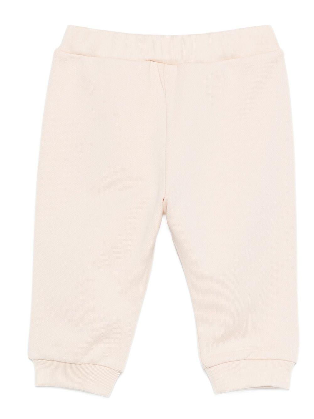 Pantaloni per neonato Fendi Kids beige con ricamo con logo - Rubino Kids