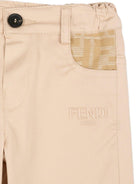 Pantaloni per neonato Fendi Kids beige con tasche con logo FF - Rubino Kids