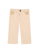 Pantaloni per neonato Fendi Kids beige con tasche con logo FF - Rubino Kids
