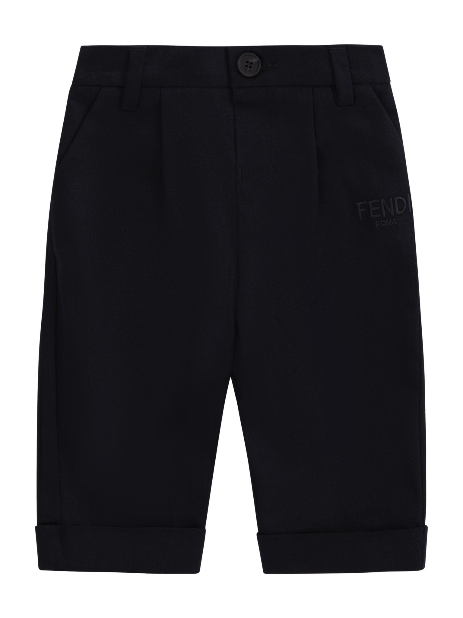 Pantaloni per neonato Fendi Kids blu con logo FF sul retro - Rubino Kids