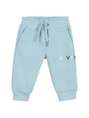 Pantaloni per neonato Givenchy Kids azzurri con stampa del logo