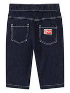 Pantaloni per neonato Kenzo Kids blu con cuciture a contrasto - Rubino Kids