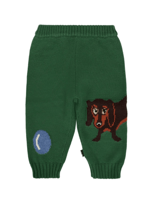 Pantaloni per neonato Molo verdi con stampa bassotto