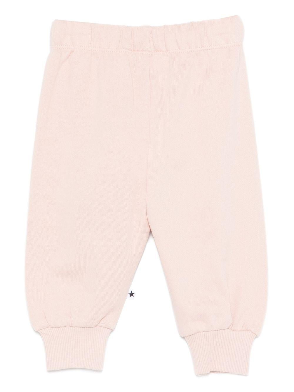 Pantaloni Simeon sportivi per neonata Molo rosai con toppe smile sulle ginocchia<BR/> - Rubino Kids
