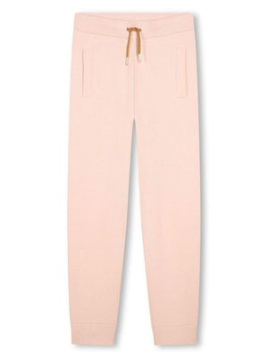 Chloé Kids pink drawstring sweatpants for girls with back logo