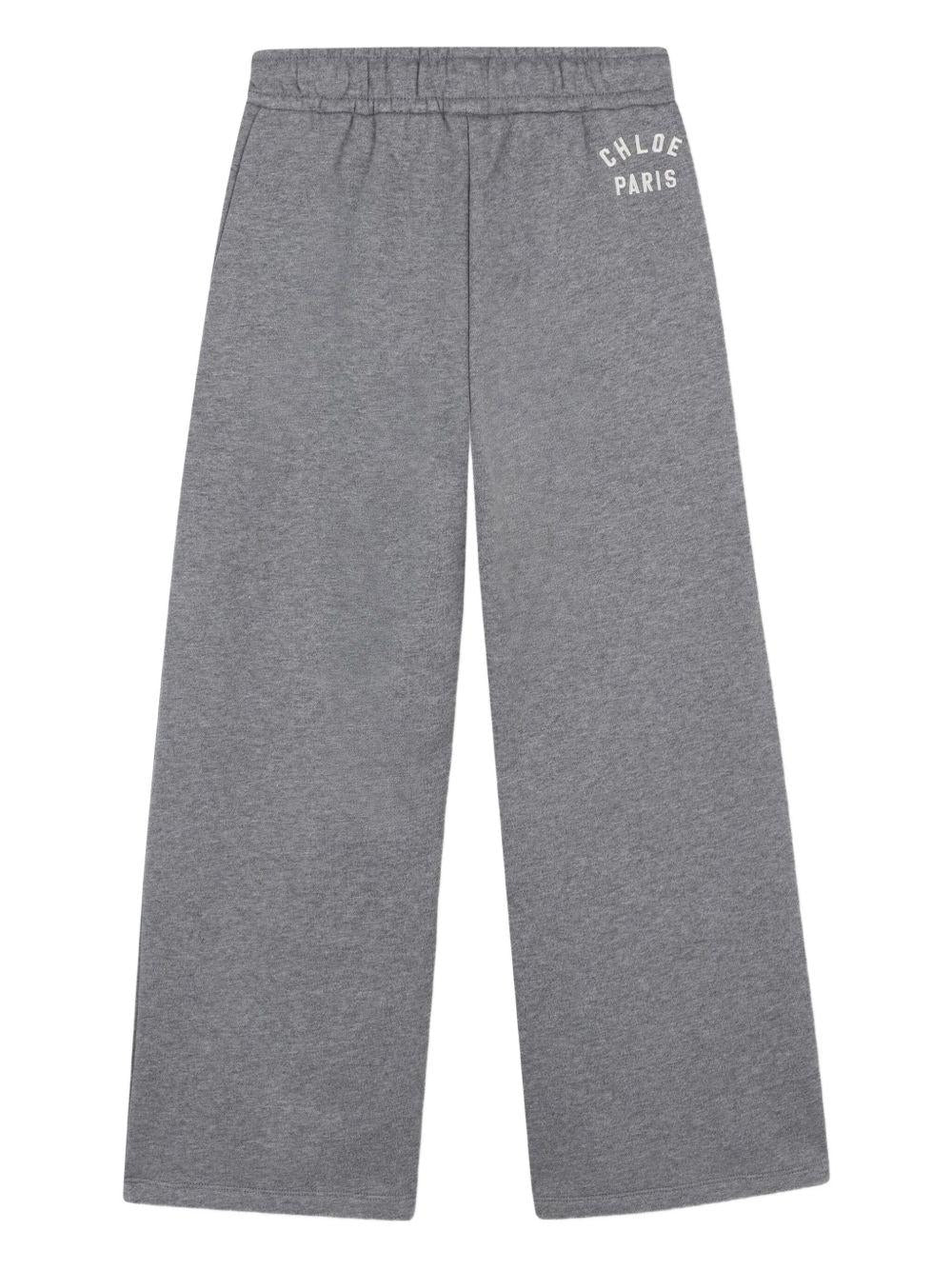 Pantaloni sportivi per bambina Chloé Kids grigi con vita con coulisse elasticizzata - Rubino Kids