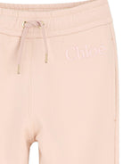 Pantaloni sportivi per bambina Chloé Kids rosa con coulisse e logo - Rubino Kids