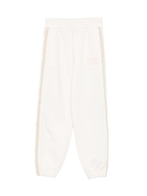 Elisabetta Franchi La Mia Bambina beige track pants with side stripes for girls