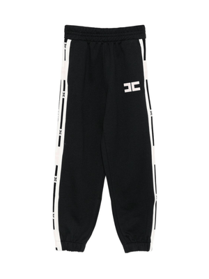 Elisabetta Franchi La Mia Bambina black track pants with side stripes for girls