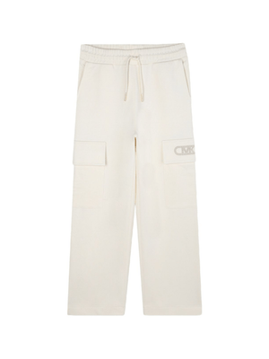Pantaloni sportivi per bambina Michael Kors Kids bianchi con tasche cargo