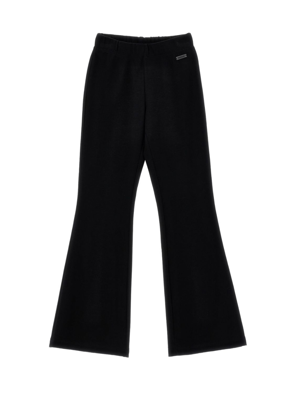 Pantaloni sportivi per bambina Monnalisa neri con dettaglio placca logo - Rubino Kids