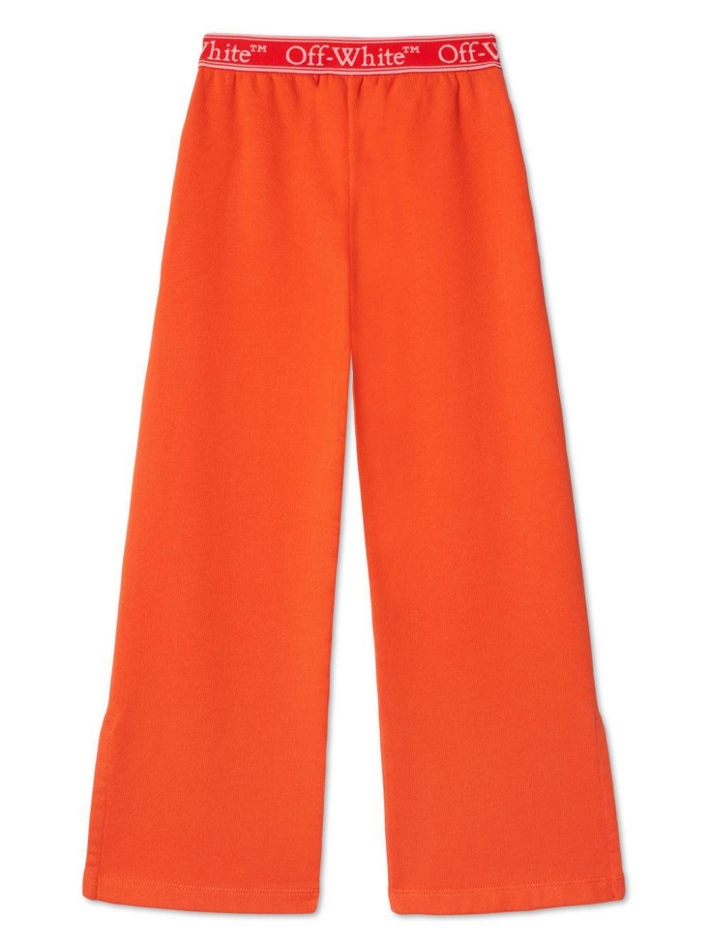 Pantaloni sportivi per bambina Off - White Kids Bookish arancione con fascia logo - Rubino Kids