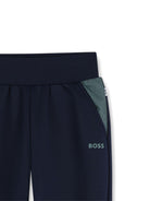 Pantaloni sportivi per bambino Boss Kids blu con logo tono su tono - Rubino Kids