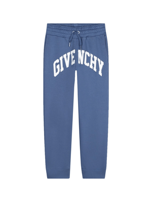 Givenchy Kids blue sweatpants with logo print on the crotch